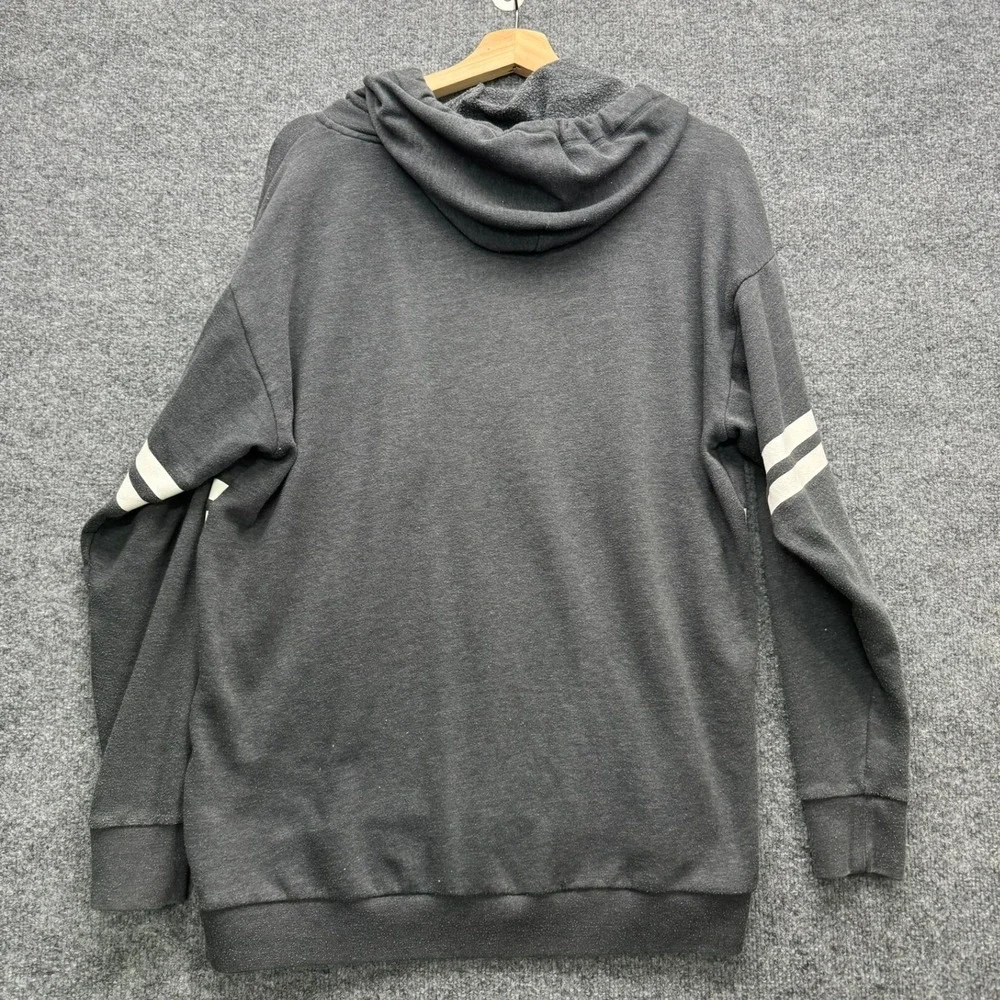 Victoria's Secret Pink Hoodie Women's Size XS Charcoal Gray Striped Long Sleeve‎